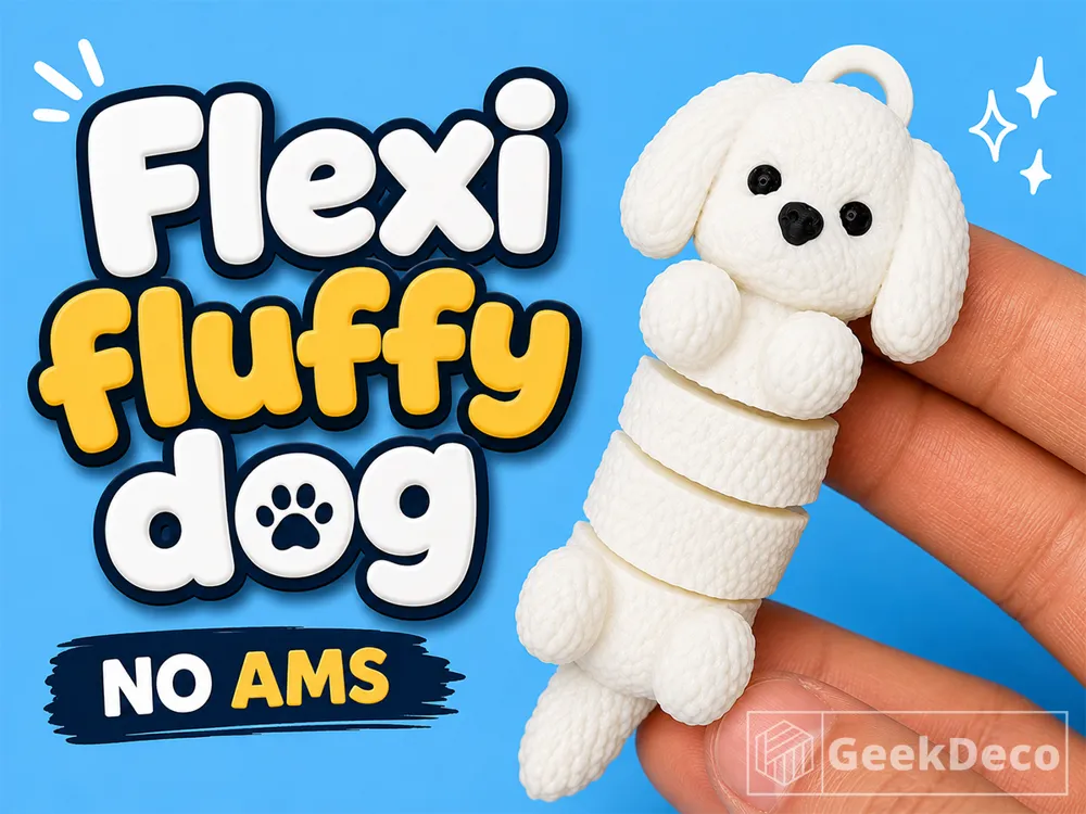 Llavero: Fluffy Flexi Dog | No AMS | Keychain. Referencia del modelo original.