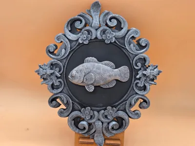 Baroque Fish Frame as 3D Relief
