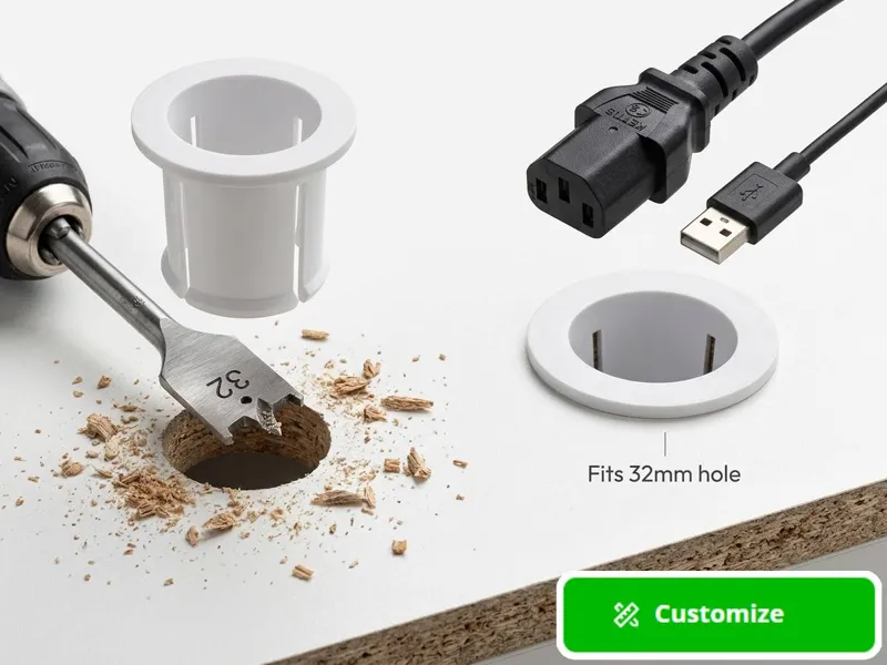 Cable Grommet Customizable Desk worktop & DryWall 