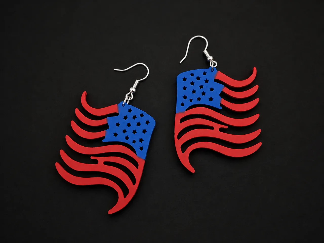 Patriotic American Flag Dangle Earrings view 2