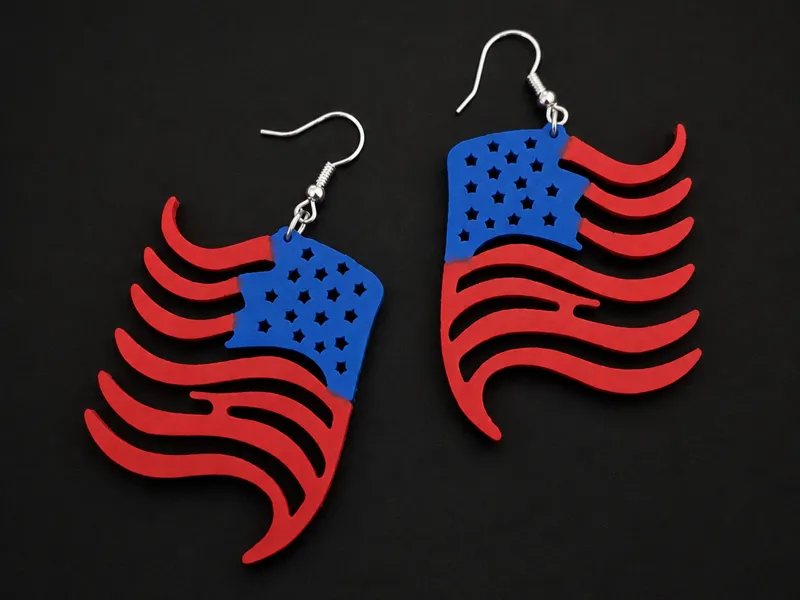 Patriotic American Flag Dangle Earrings