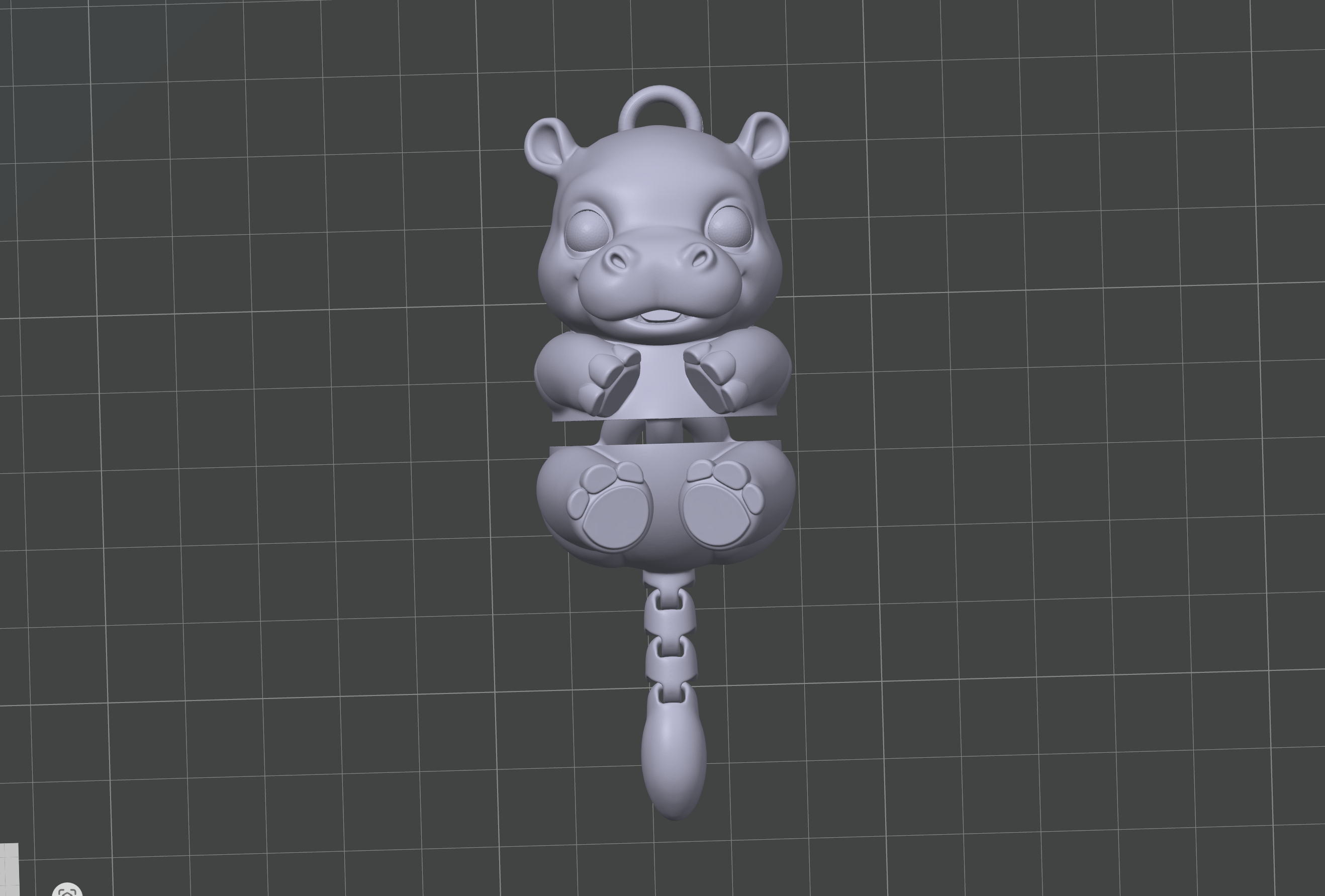 Miniatura 2 do modelo 3D Flexi Hippo – Cute Articulated Hippo Keychain