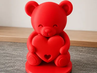 Cute Teddy Bear Holding Heart