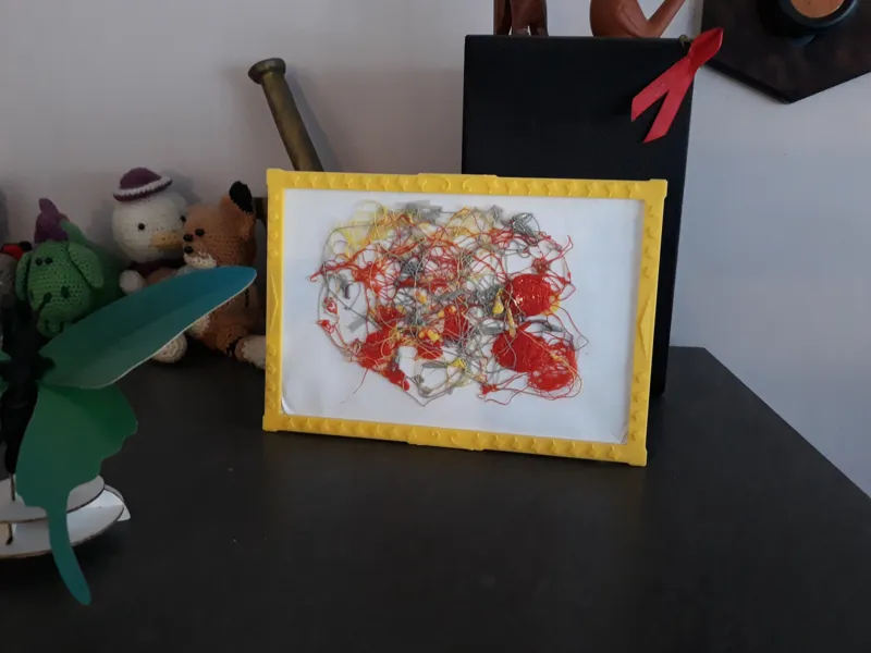 Framed filament waste art