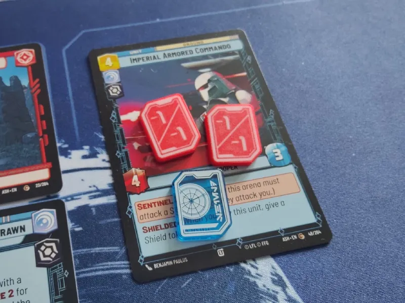 Letrero o emblema decorativo: Star Wars Unlimited: Weakness Tokens. Referencia del modelo original.