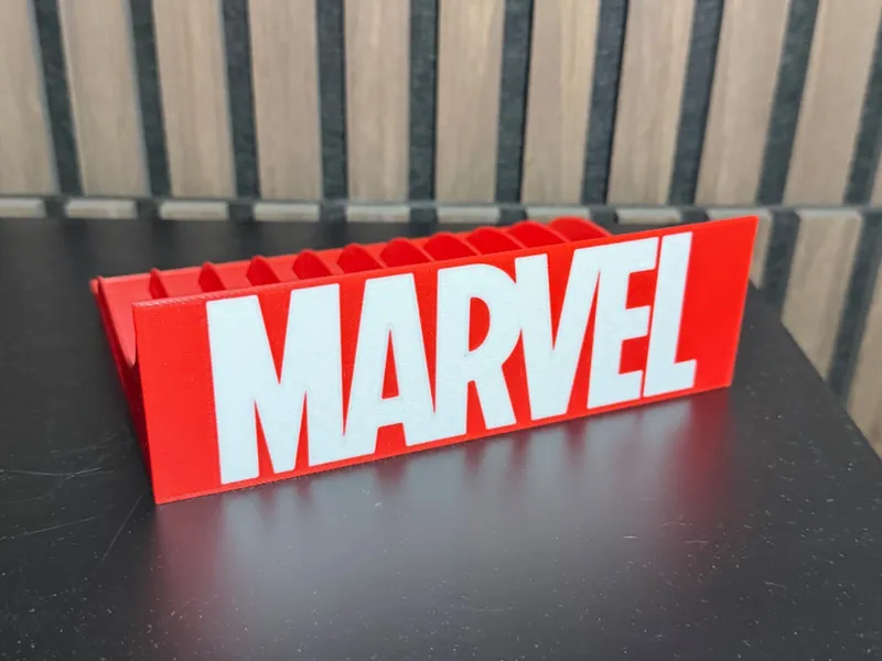 DVD stand for 10 movies, with Marvel logo.
