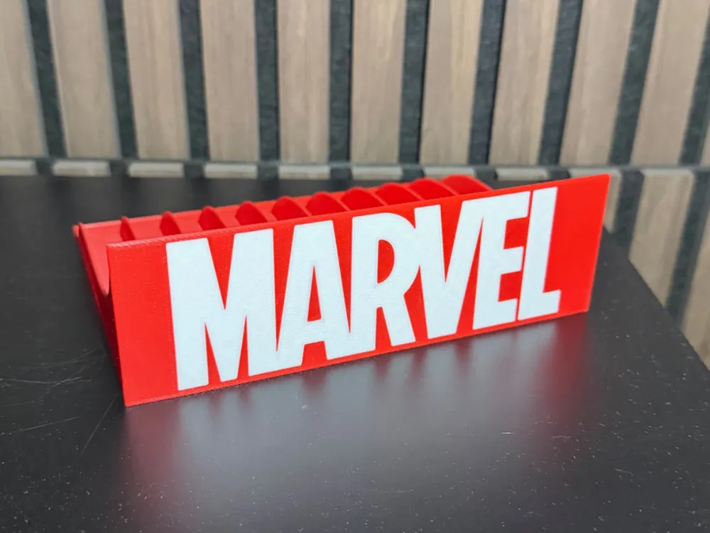 Marvel Stand DVD stand for 10 movies, with Marvel logo. - Free 3D Print Model ...