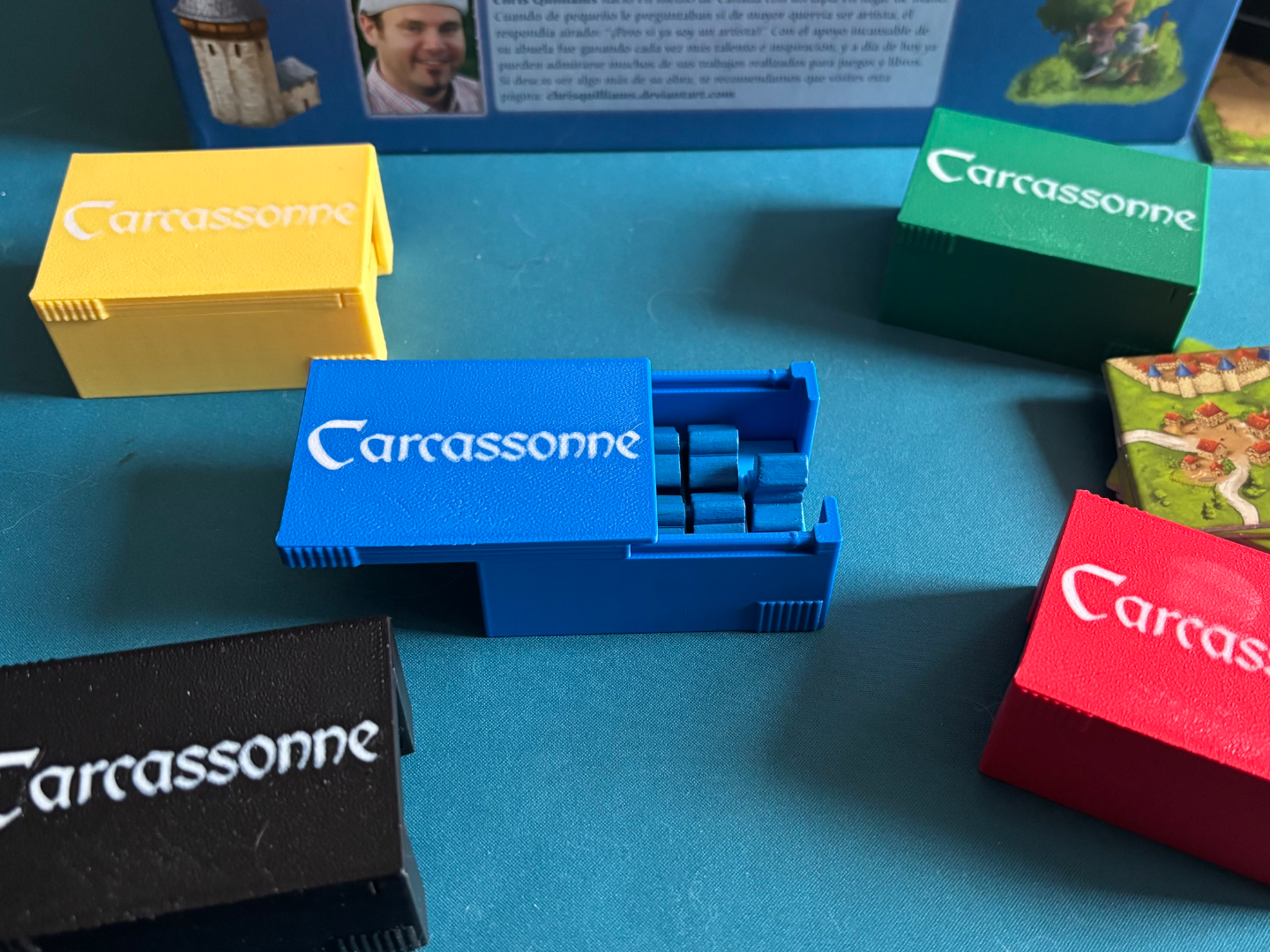 Carcassonne Meeple Boxes with secure closure