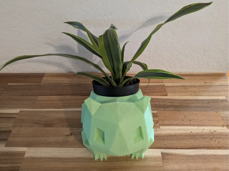 Fuzzy Bulbasaur Planter – Snake Plant Edition