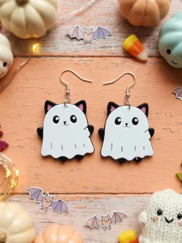 Pendientes: Cute Ghost Cat Earrings — vista de referencia 2