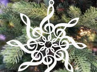 Treble Clef Snowflake Christmas Ornament