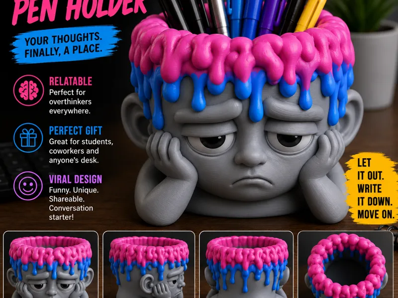 The Overthinking Pen Holder