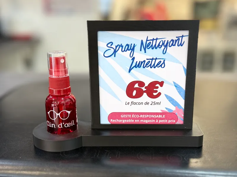 Présentoir pour spray lunettes + porte-message