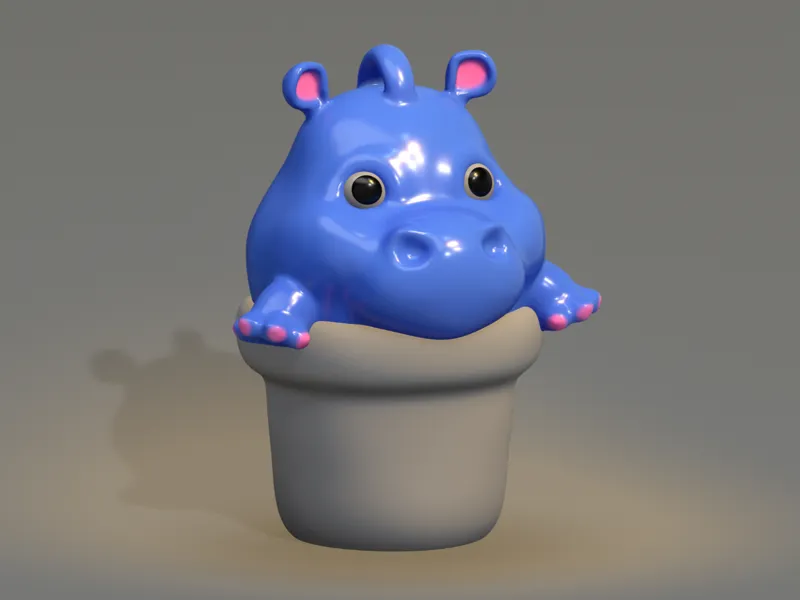 Adorable Hippo in a pot keychain