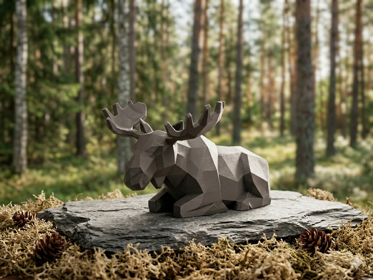 Low-Poly Moose Desk Sculpture