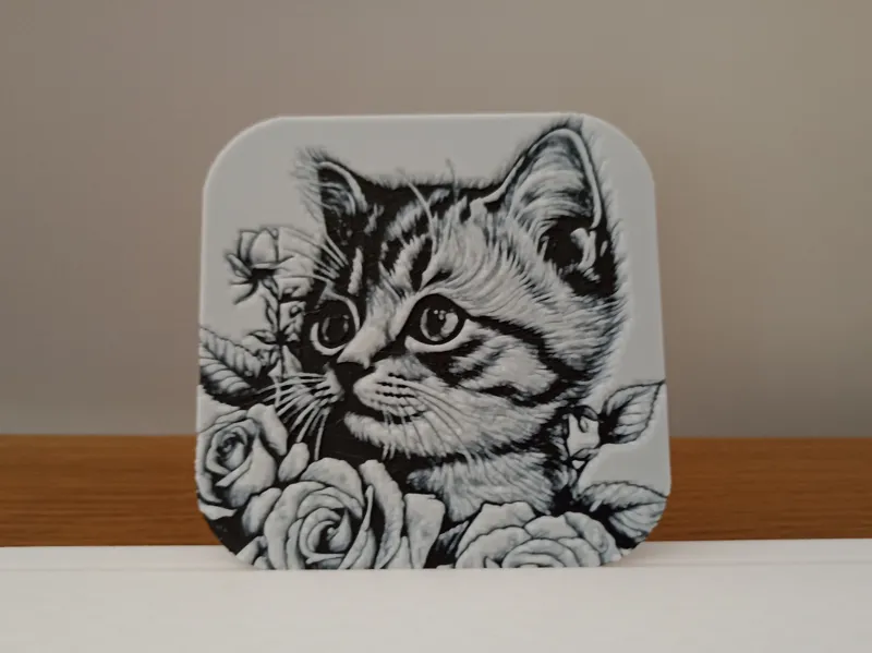 Dessous de verre chaton et rose hueforge