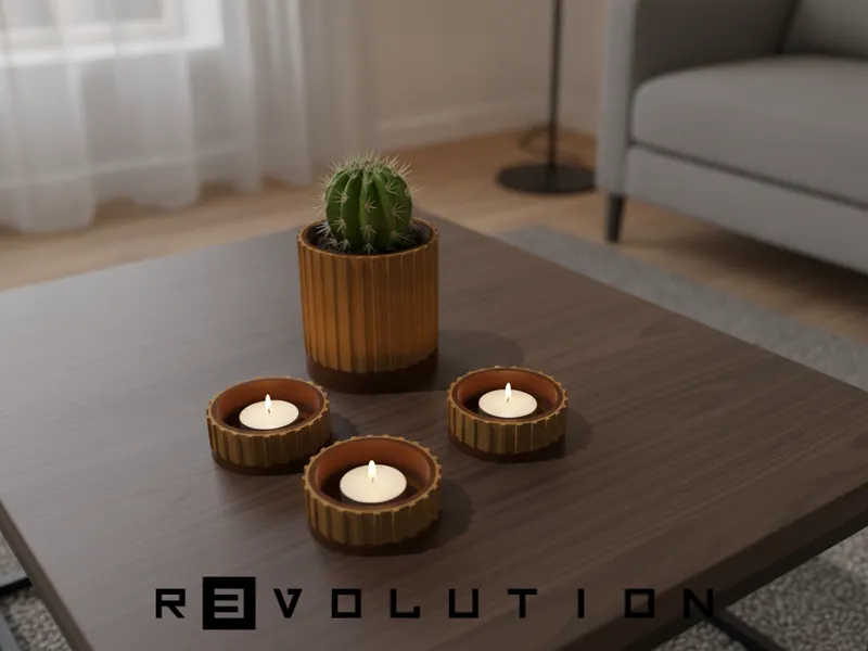 Modern Matching Tea Light holder and Plant Pot