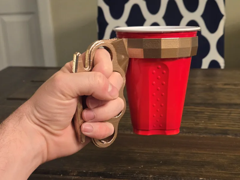 Brass Knuckles Red Cup Handle