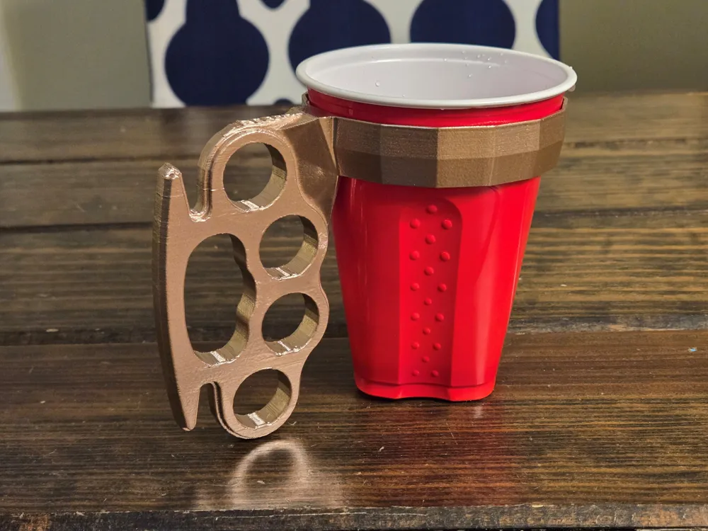 Brass Knuckles Red Cup Handle Free 3D Print Model MakerWorld