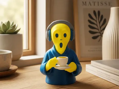 Coffee Break Scream - Munch Inspired Surreal Art