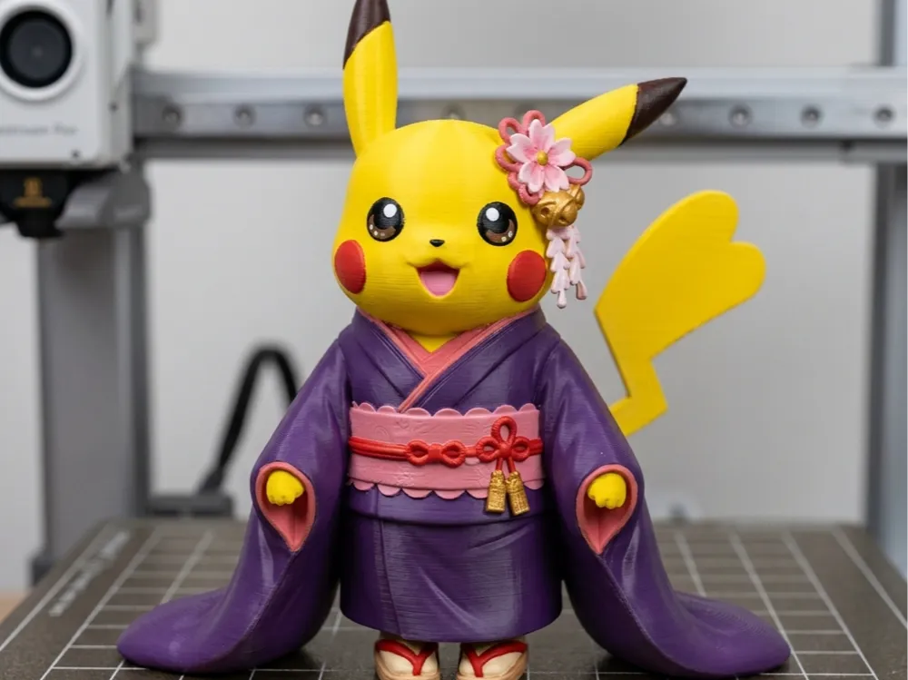 Letrero o emblema decorativo: Pikachu Kimono Japanese. Referencia del modelo original.