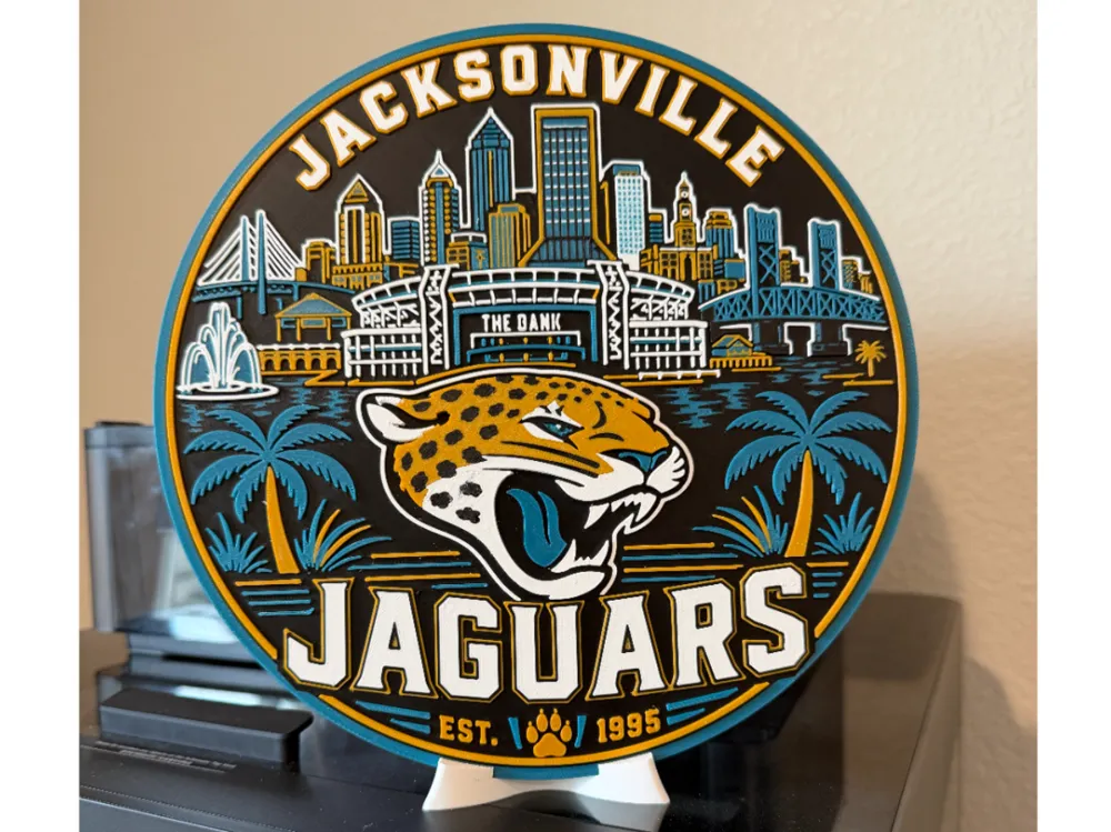 Letrero o emblema decorativo: Jacksonville Jaquars Sign. Referencia del modelo original.