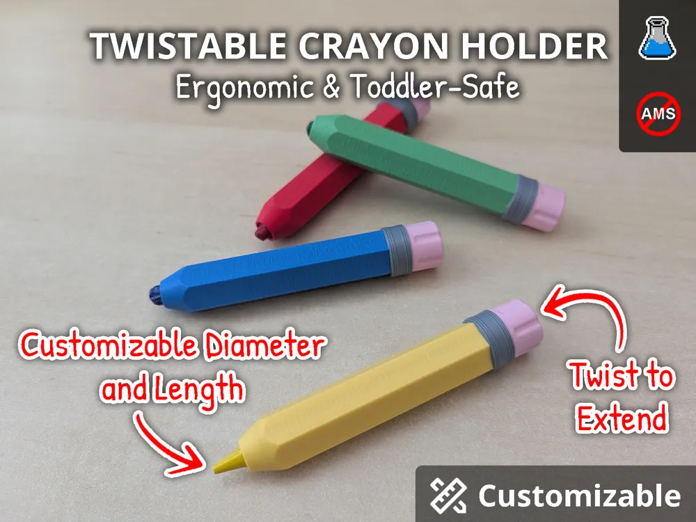 Soporte: Twistable Crayon Holder - Twist to Extend. Referencia del modelo original.
