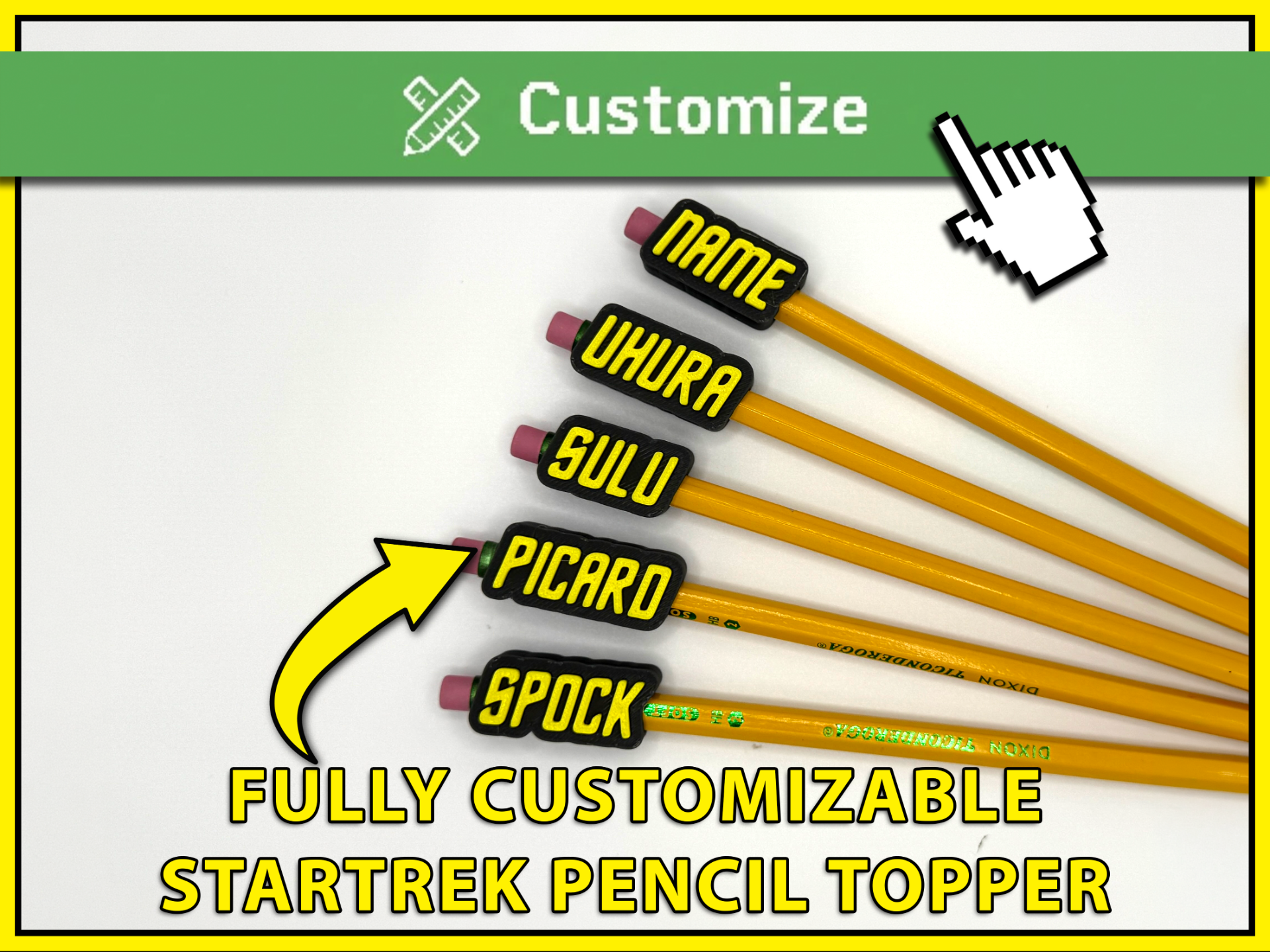 Star Trek Font Custom Pencil Topper Maker