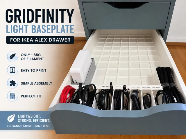 Gridfinity Ikea Alex Drawer Baseplate – 12x7 Grid