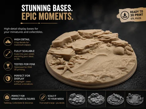 Escenografía en miniatura: Base|Terrain|Diorama - Beach View — referencia de MakerWorld