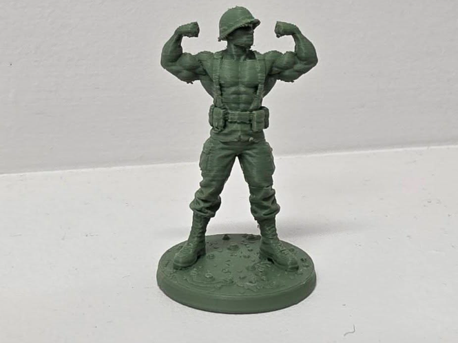 Flexing Muscle Green Toy Army Soldier USA 3D model