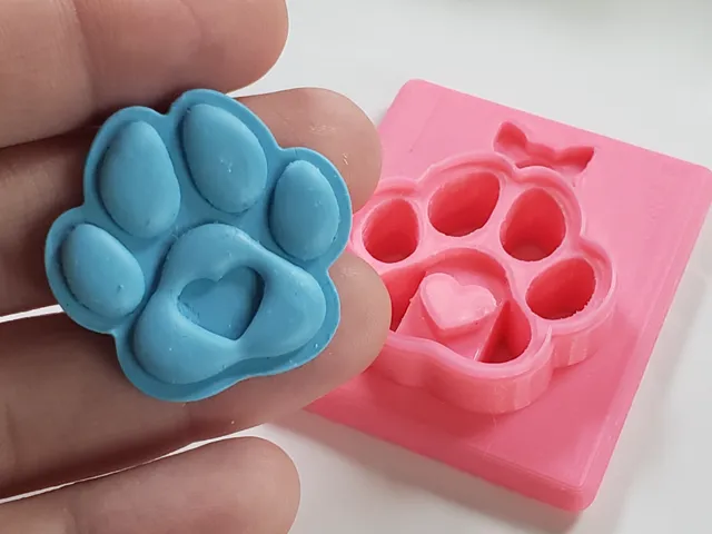 Heart Paw Print Polymer Clay Earring Cutter