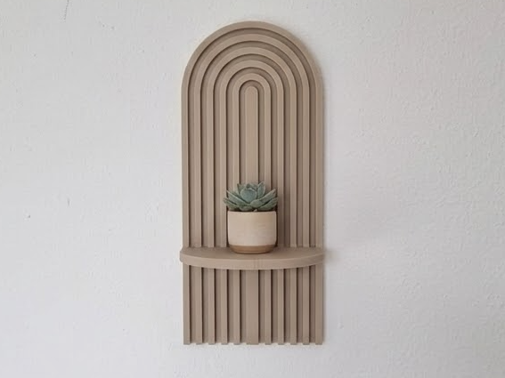 Modern Arched Slatted Wall Shelf