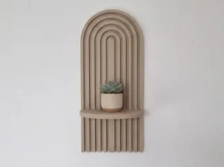 Modern Arched Slatted Wall Shelf
