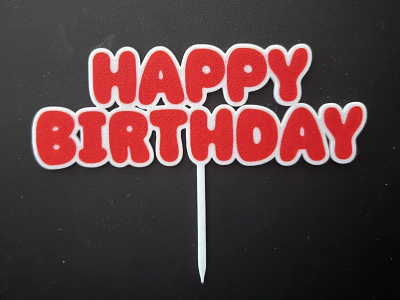 Two color Happy Birthday cake topper