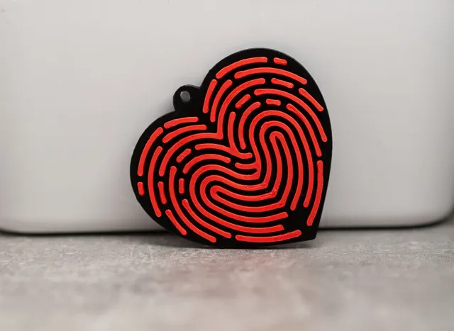 Fingerprint Heart Keychain / Earring