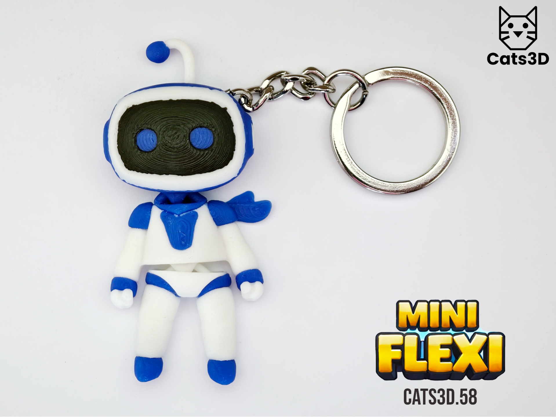 Astro Bot Mini Flexi Keychain - Free 3D Print Model - MakerWorld