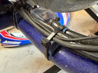 Go Kart fuel line guide and wiring standoff