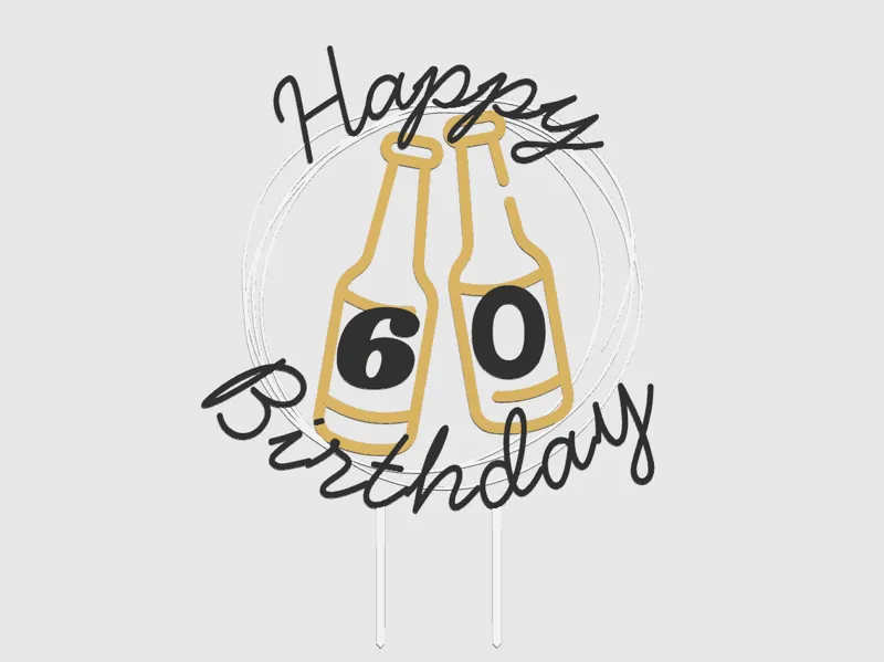 Happy Birthday - 60 Cake Topper
