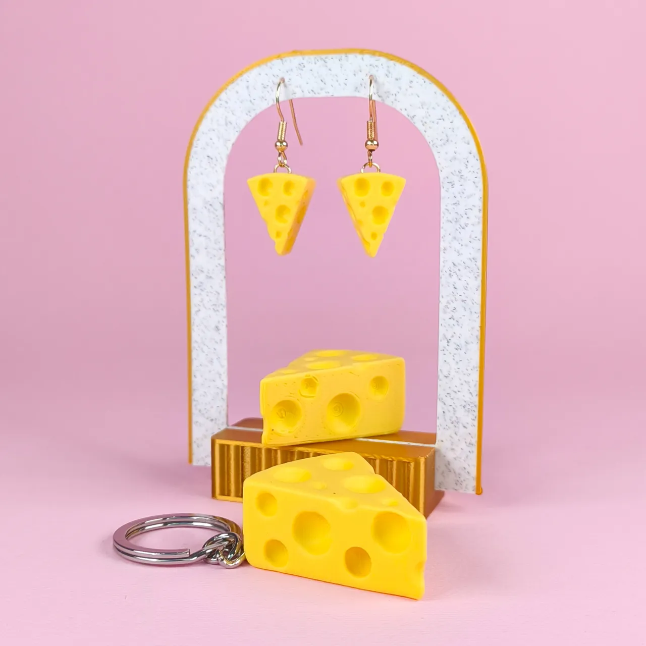 Mini Cheese Collection (Keychain & Earrings) view 4