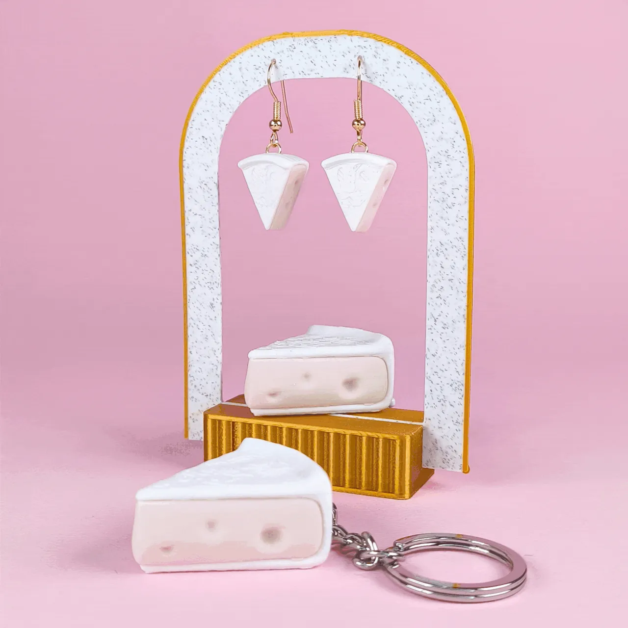 Mini Cheese Collection (Keychain & Earrings) view 2