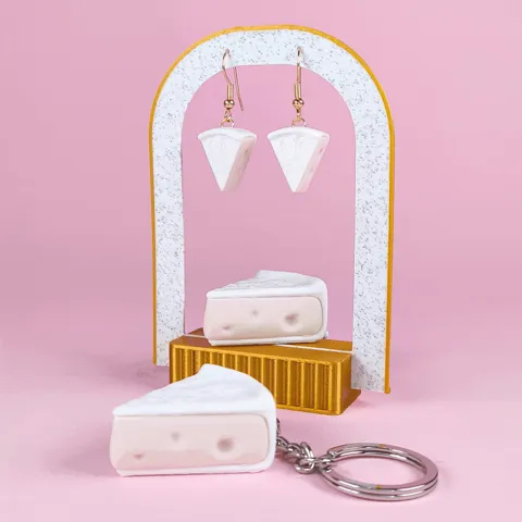 Mini Cheese Collection (Keychain & Earrings) view 2