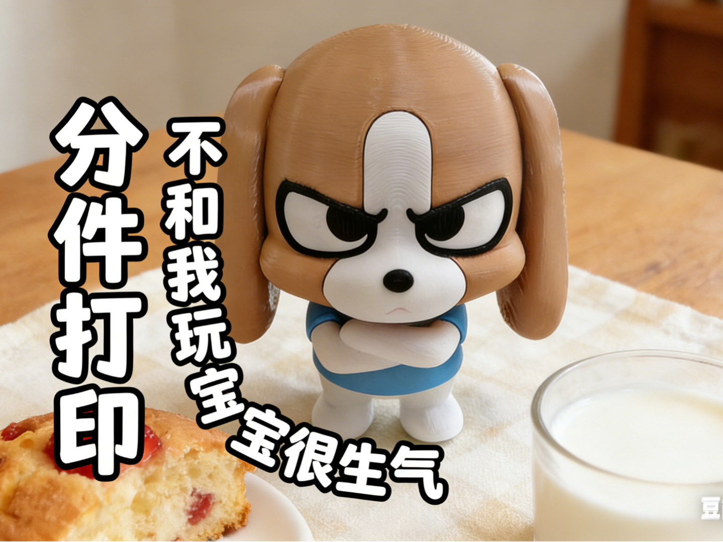 Miniatura 1 do modelo 3D 可爱卡通Q版小狗 比格犬 宠物 生气小狗 无需AMS