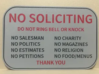 No Soliciting Sign
