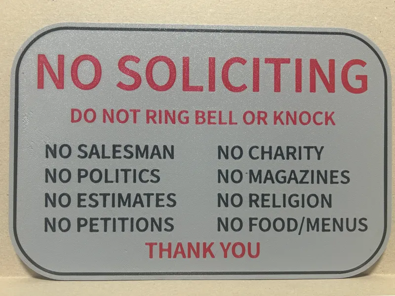 No Soliciting Sign