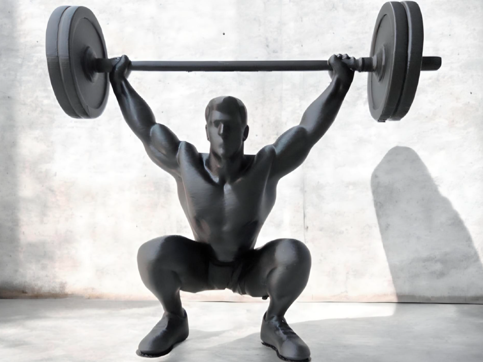 Uomo crossfit palestra pesi snatch