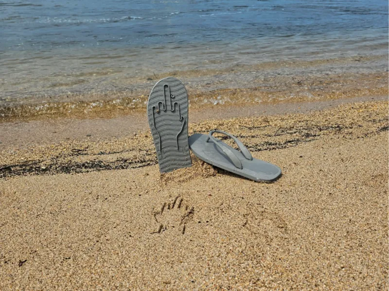 Middle finger flip-flops - perfect for the beach.
