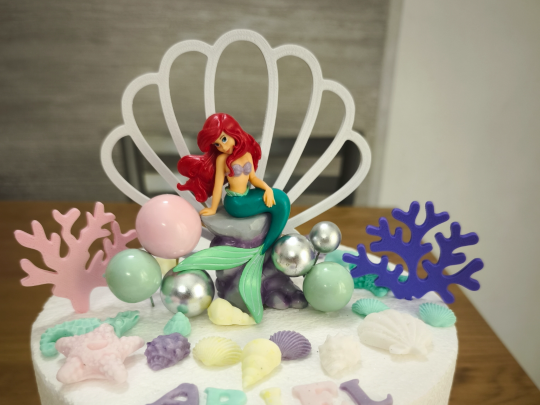 Topper decorativo sirenetta conchiglia e coralli