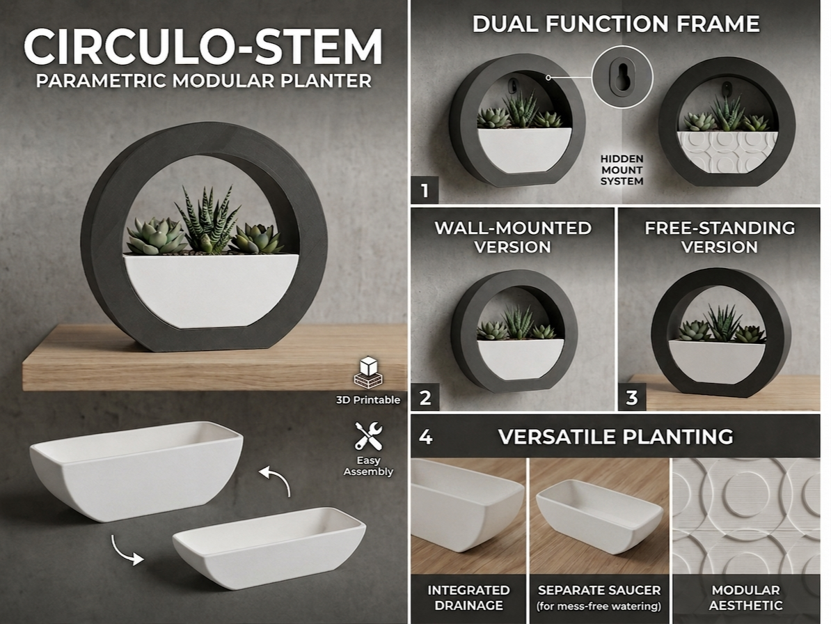 Vaso Circolare Parametrico Stile Japandi