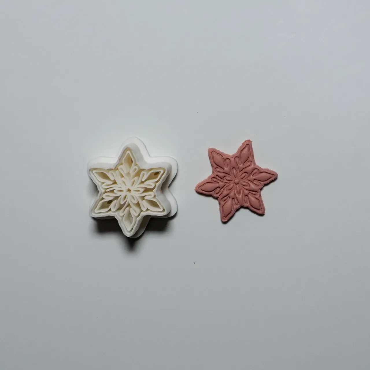 Snowflake Polymer Clay Cutter Earrings Necklace view 2